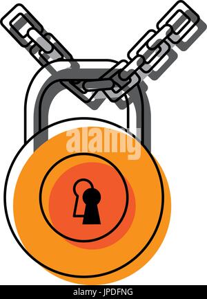 secutiry padlock chain protection object keyhole Stock Vector