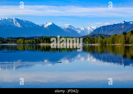 Staffelsee mit Alpenkette, Uffing bei Murnau,  Oberbayern, Bayern, Deutschland Stock Photo