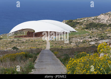 Mnajdra, prehistoric temple complex with canopy, megalithic temple, Qrendi, Malta Stock Photo