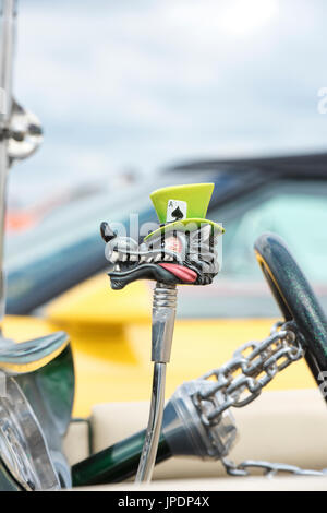 1977 Jago Hot Rod custom car wolf head gear stick. Essex. UK Stock Photo