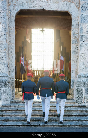 Colonial Zone (Ciudad Colonial), Santo Domingo, Dominican Republic. Guards at the Panteon Nacional.