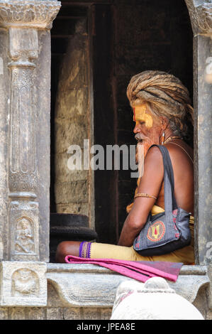 Sadhu in Pashupatinath Temple, Kathmandu, Nepal, Asia Stock Photo