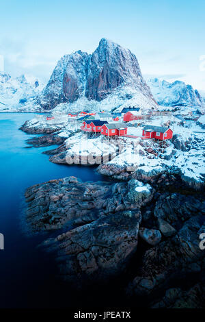 Hamnoy, Lofoten islands, Norway. winter view at sunrise Stock Photo