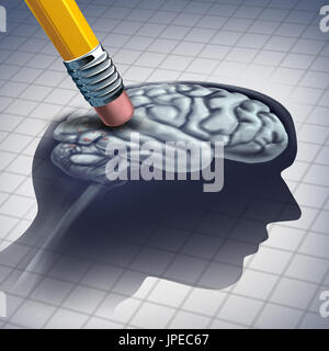 Dementia illness and disease as a loss of brain function and memories as alzheimers as a medical health care icon of neurology and mental problems. Stock Photo