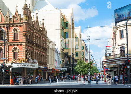 Haigh's Chocolates store on the corner of Rundle street and Frome street in Adelaide's main shopping precinct, South Australia. Australia. Stock Photo