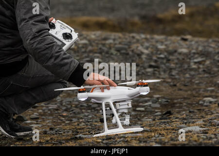 Jokulsarlon, Iceland - Marsh 27, 2017: A drone that crashed during a flight Stock Photo