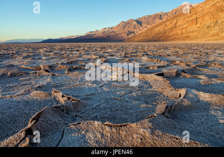 Badwater Basin in Death Valley National Park,California, at sunset Stock Photo