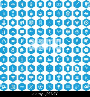 100 baseball icons set blue Stock Vector