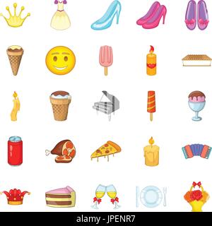 Rendezvous icons set, cartoon style Stock Vector