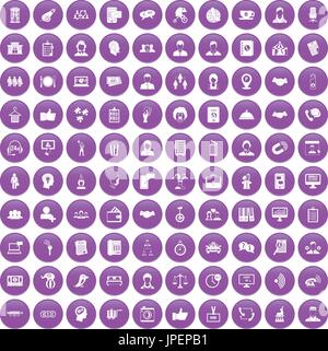 100 coherence icons set purple Stock Vector