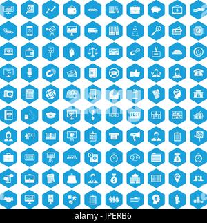 100 business group icons set blue Stock Vector