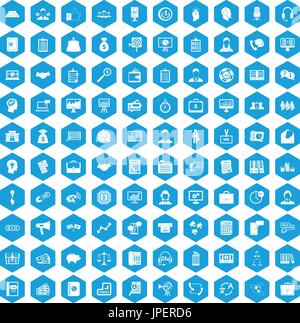 100 business people icons set blue Stock Vector