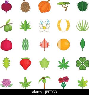 Leaves icons set, cartoon style Stock Vector