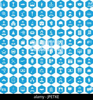 100 career icons set blue Stock Vector