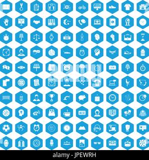 100 clock icons set blue Stock Vector