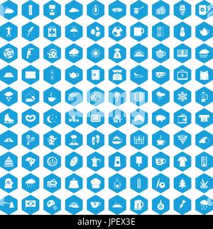 100 coffee cup icons set blue Stock Vector