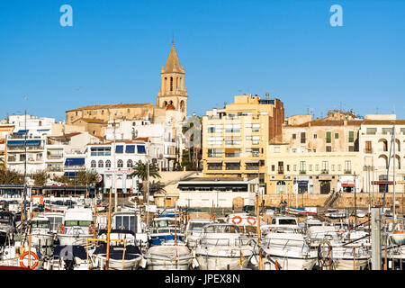 Overview of the harbor of Palamos, Spain. Stock Photo