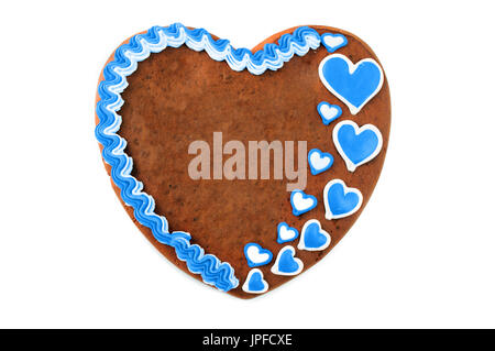 Oktoberfest gingerbread heart cake with copy space on white isolated background Stock Photo