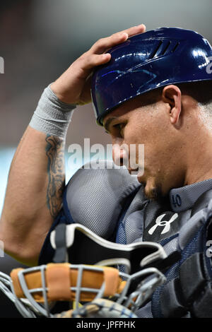 Houston, TX, USA. 31st July, 2017. Tampa Bay Rays catcher Wilson Ramos (40) in action during a Major League Baseball game between the Houston Astros and the Tampa Bay Rays at Minute Maid Park in Houston, TX. Credit: csm/Alamy Live News Stock Photo