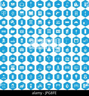 100 comfortable house icons set blue Stock Vector