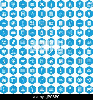 100 company icons set blue Stock Vector