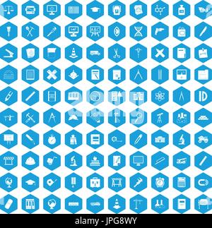 100 compass icons set blue Stock Vector