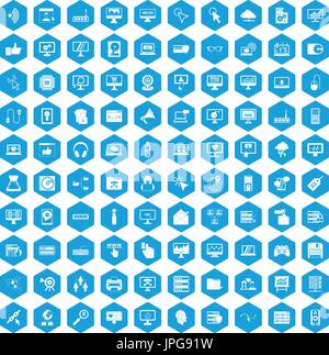 100 computer icons set blue Stock Vector