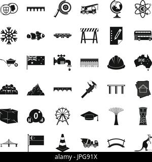 Town bridge icons set, simple style Stock Vector