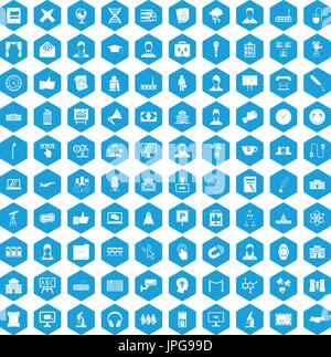 100 conference icons set blue Stock Vector