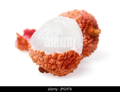 Chinese Lychee isolated on white background, close-up Stock Photo