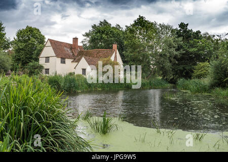 Willy Lott's cottage at Flatford Mill, as seen in the painting The Hay Wain by the artist John Constable. Suffolk, England, United Kingdom. Stock Photo