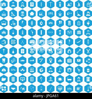 100 craft icons set blue Stock Vector