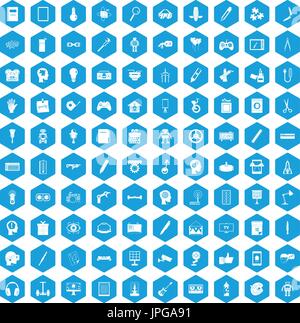 100 creative idea icons set blue Stock Vector