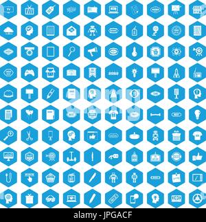 100 creative marketing icons set blue Stock Vector