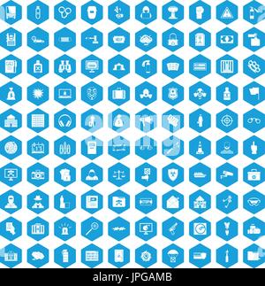 100 crime icons set blue Stock Vector