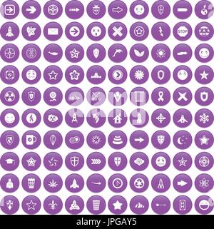 100 logotype icons set purple Stock Vector