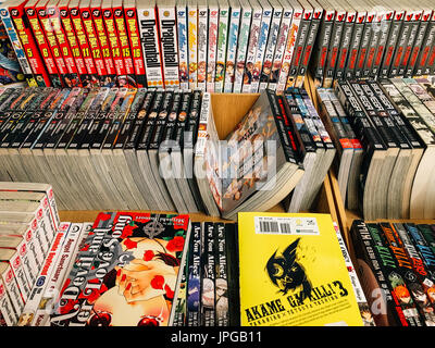 BUCHAREST, ROMANIA - MAY 06, 2017: Japanese Manga Comic Magazines For Sale In Local Bookstore. Stock Photo