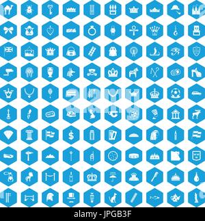 100 crown icons set blue Stock Vector