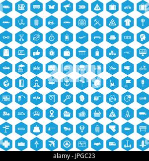 100 delivery icons set blue Stock Vector