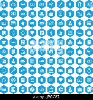100 deposit icons set blue Stock Vector
