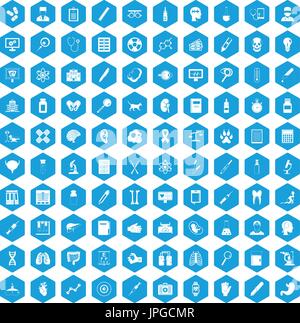 100 diagnostic icons set blue Stock Vector