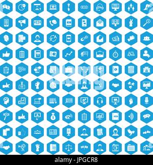 100 dialog icons set blue Stock Vector