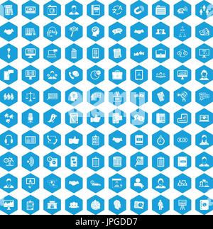 100 discussion icons set blue Stock Vector
