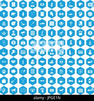 100 donation icons set blue Stock Vector