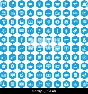100 e-commerce icons set blue Stock Vector