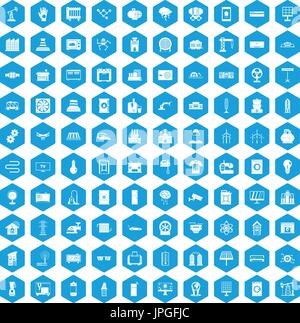 100 electrical engineering icons set blue Stock Vector