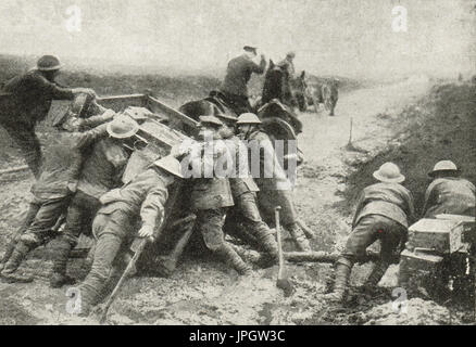 Water cart stuck in mud near Langemarck Stock Photo