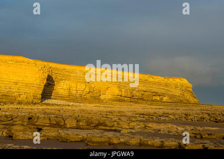 Nash Point Cliffs on a summer evening in August, South Wales Stock Photo