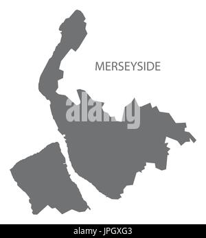 Merseyside metropolitan county map England UK grey illustration silhouette shape Stock Vector