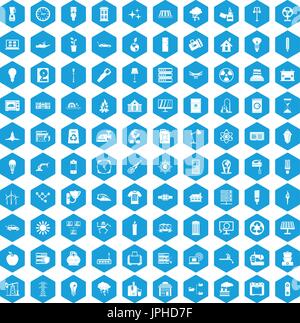 100 electricity icons set blue Stock Vector